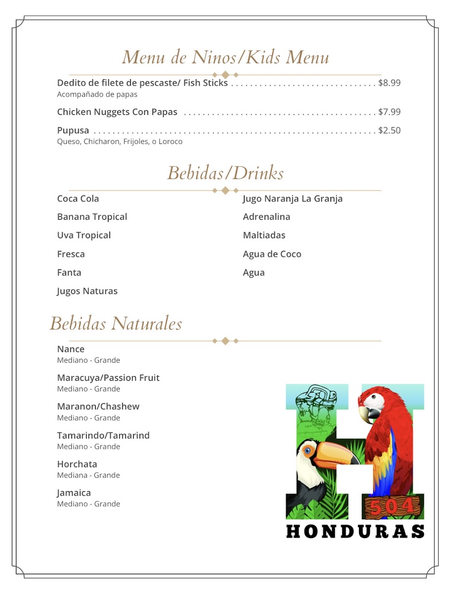 Antojitos Hondurenos Restaurant Menu - Image 3