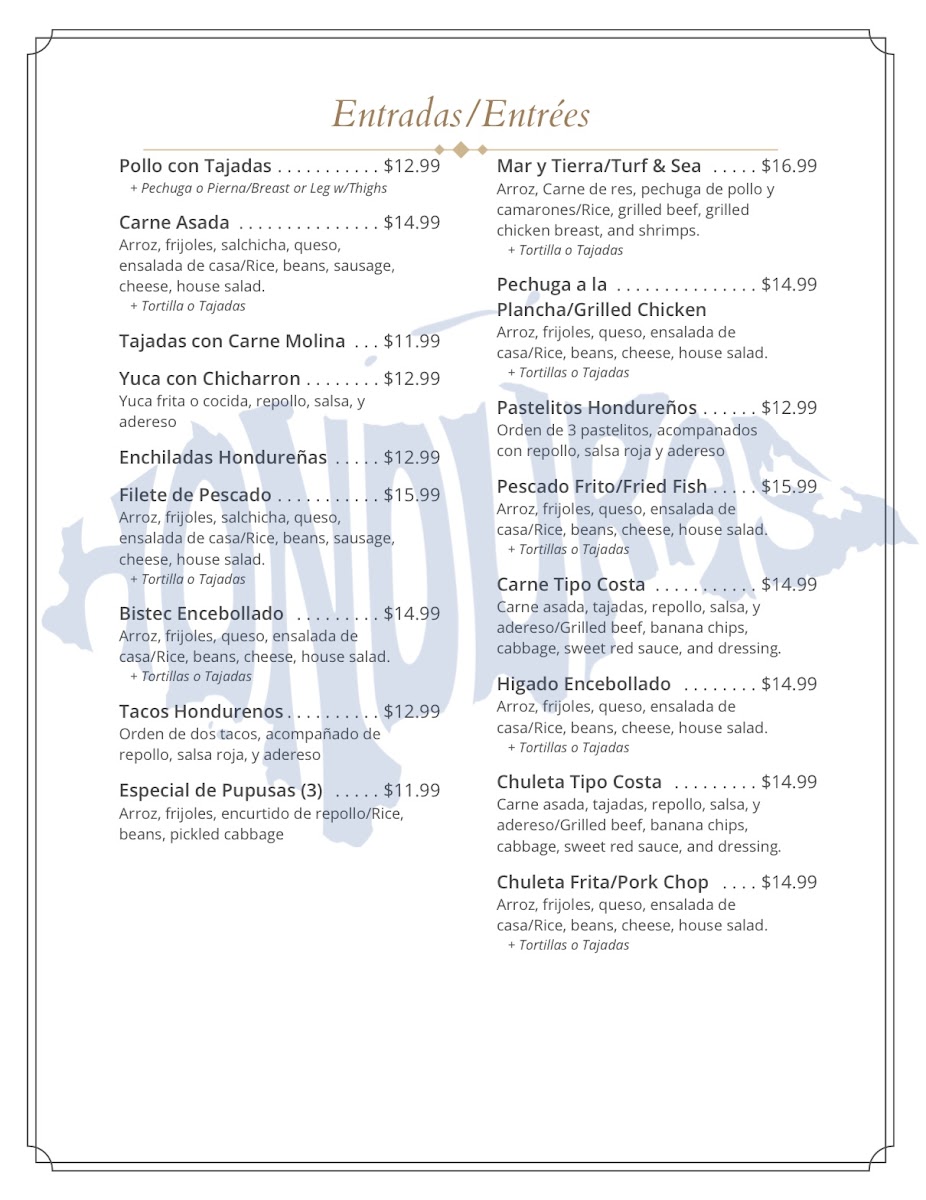 Antojitos Hondurenos Restaurant Menu - Image 4